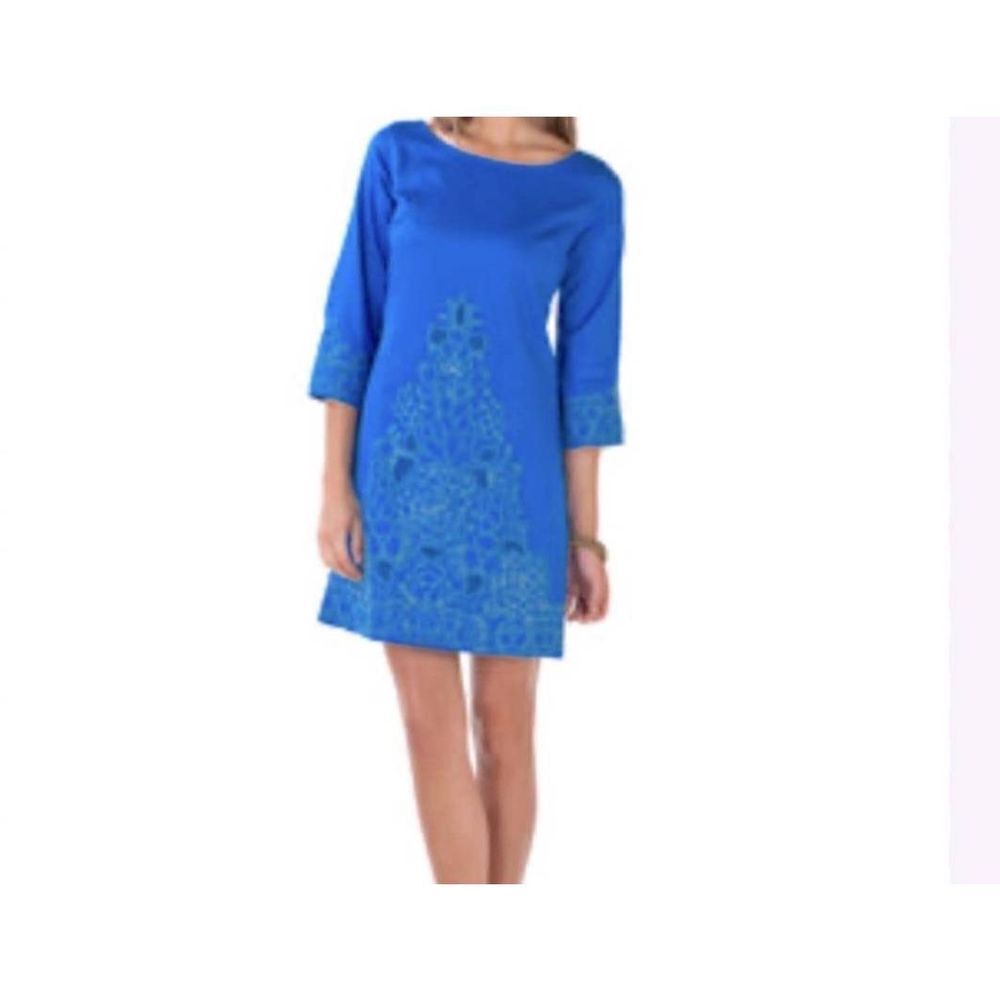 Lilly Pulitzer Shauna Royal Blue Embroidered Tunic Dress Size 0